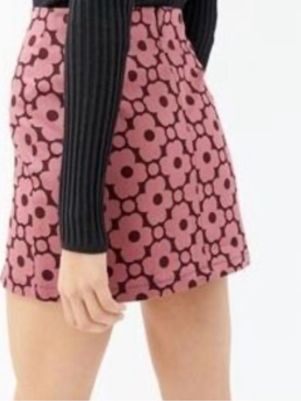 Y2K Urban Outfitters Retro Pink Mod Floral Mini Skirt with Slit